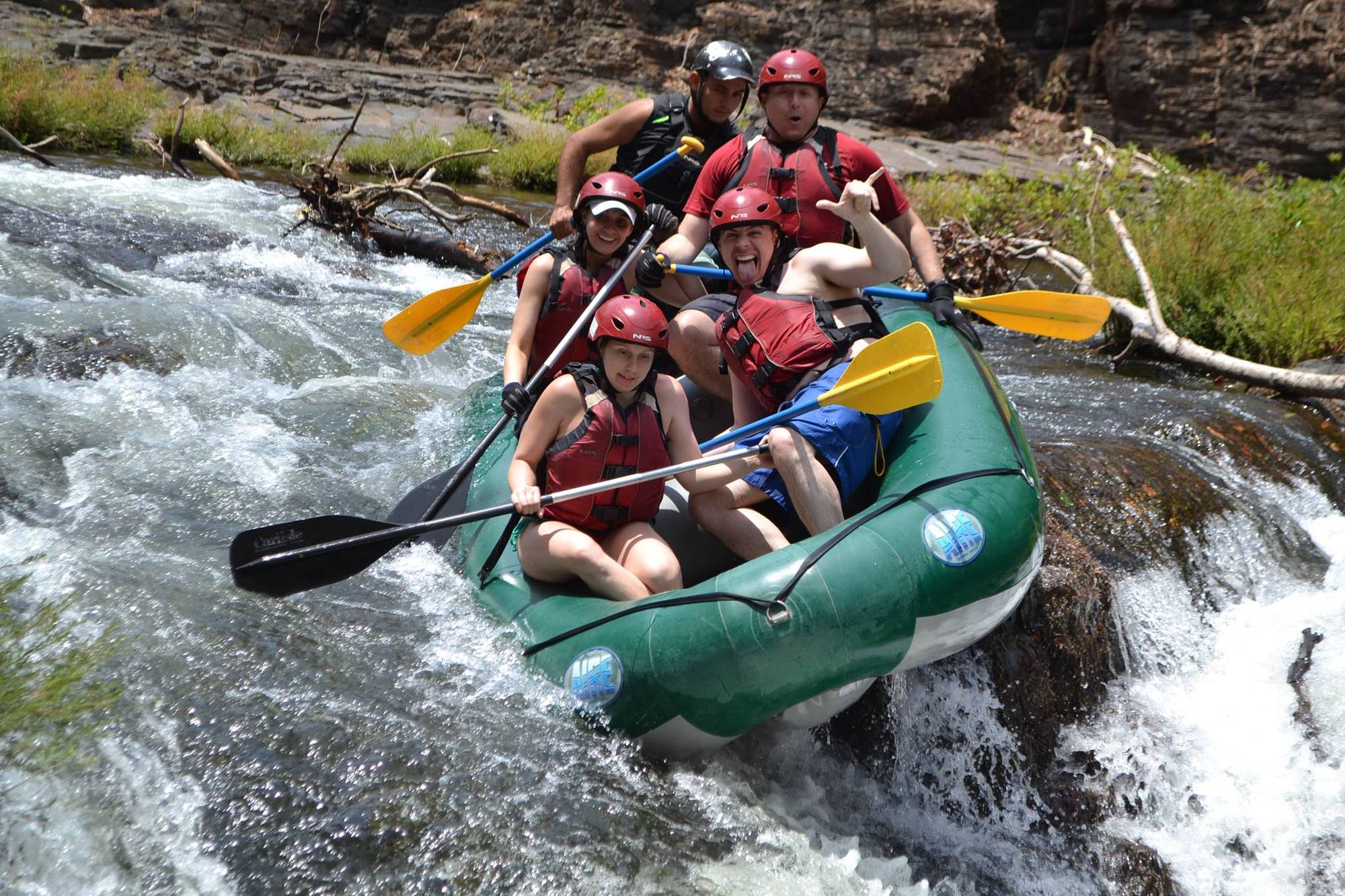 Group white-water rafting through the rapids of the Tenorio River with a guide, Costa Rica