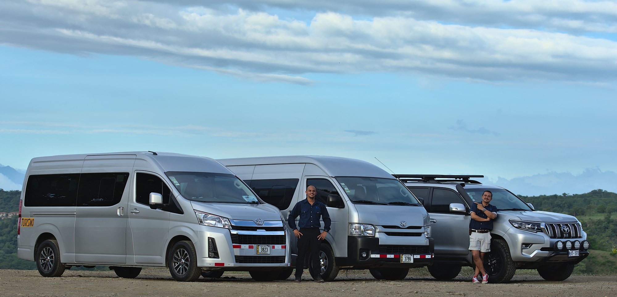 Carlos Porras, founder of Blue Sky Private Tours, and a team member with the company fleet in Guanacaste
