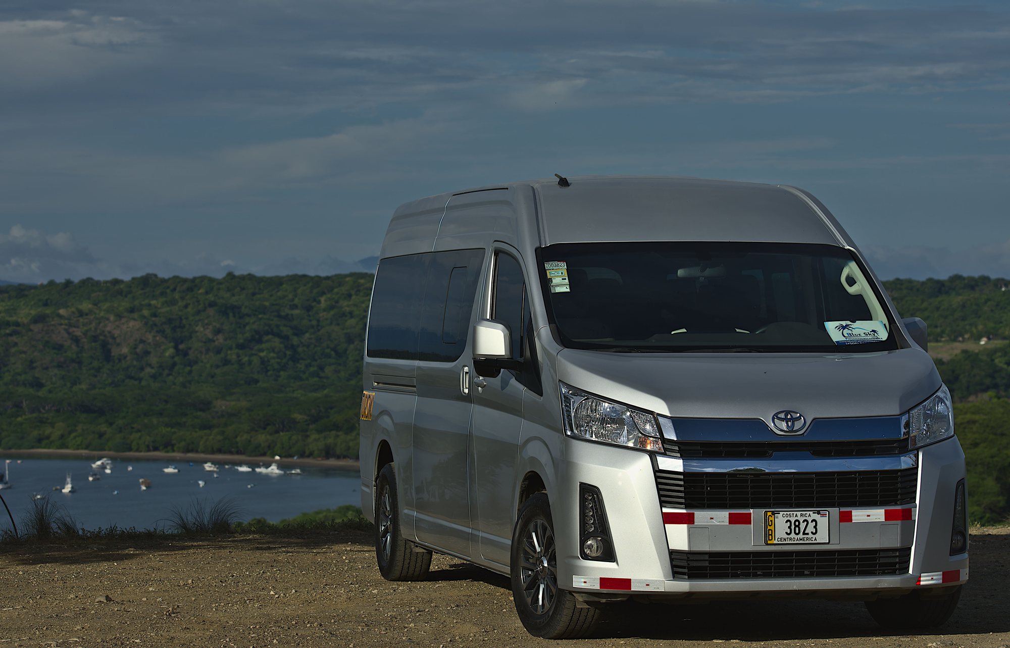 Toyota Hiace tourism van used for private tours and transfers in Guanacaste